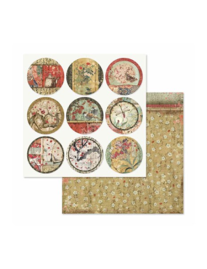 Pochette de 10 feuilles recto verso Oriental Garden Stamperia