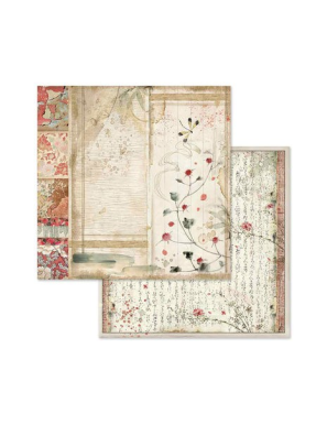 Pochette de 10 feuilles recto verso Oriental Garden Stamperia