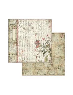 Pochette de 10 feuilles recto verso Oriental Garden Stamperia