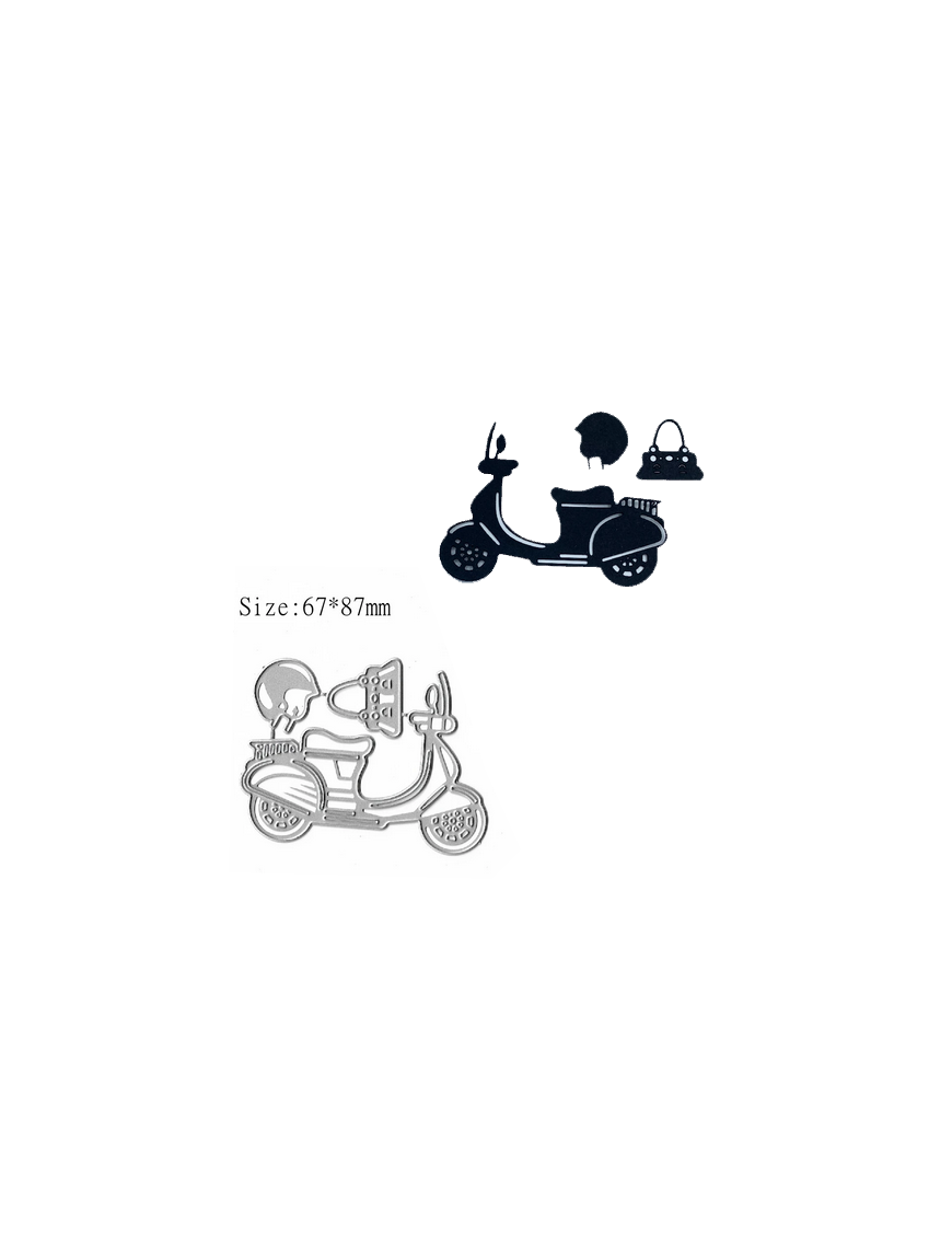 Die vespa avec son sac à main et son casque