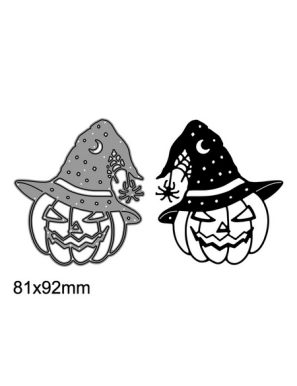 Die Halloween - citrouille et son chapeau de sorcière
