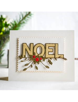 Die texte NOEL souligné d'une feuille de houx