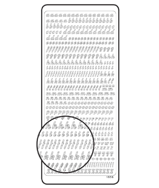 Planche de stickers peel off doré "alphabet minuscule"