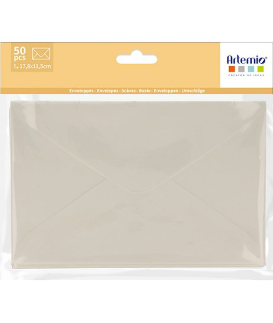 50 enveloppes blanches  ARTEMIO 17,8cm x 11,5cm