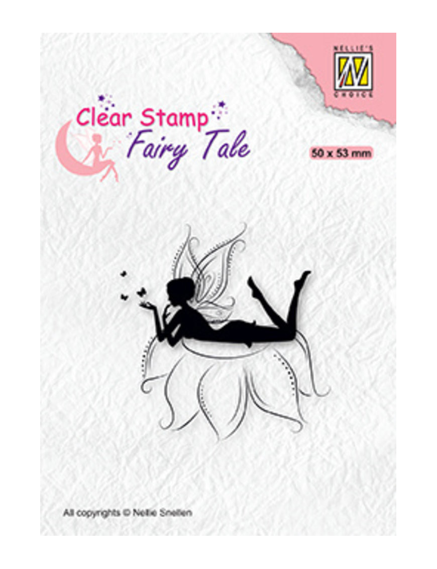 Tampon transparent fée posée sur une fleurs NELLIE SNELLEN