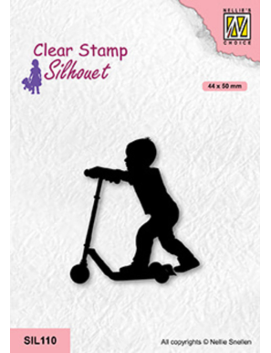 Tampon transparent petit garçon sur sa trotinette NELLIE SNELLEN