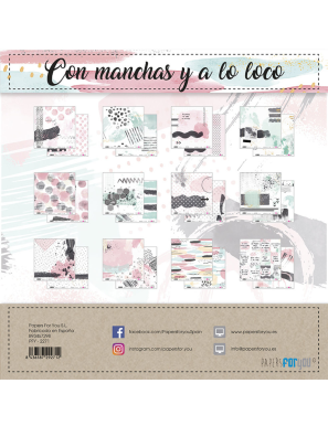 Bloc de 12 feuilles recto verso con manchas y a lo loco