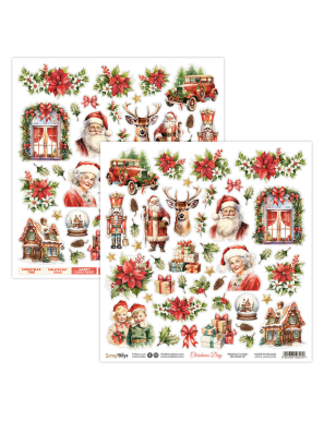 Pochette de 12 feuilles recto verso Christmas day Scrapboys
