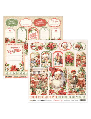Pochette de 12 feuilles recto verso Christmas day Scrapboys