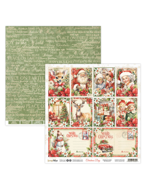 Pochette de 12 feuilles recto verso Christmas day Scrapboys