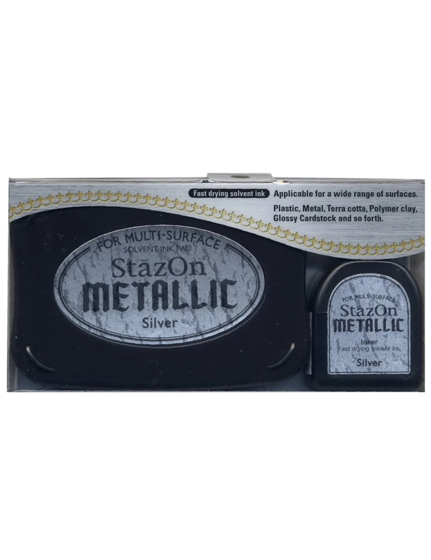 Encre Stazon métallic argentée
