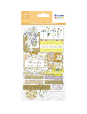 3 Feuilles de chipboards autocollants Botanica ARTEMIO