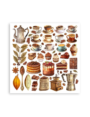 Pochette de 10 feuilles recto verso Stamperia coffee and chocolate