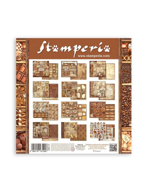Pochette de 10 feuilles recto verso Stamperia coffee and chocolate