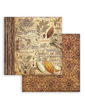 Pochette de 10 feuilles recto verso Stamperia coffee and chocolate