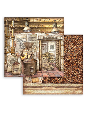 Pochette de 10 feuilles recto verso Stamperia coffee and chocolate