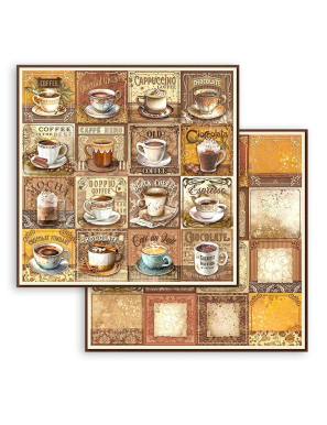 Pochette de 10 feuilles recto verso Stamperia coffee and chocolate