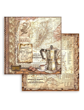 Pochette de 10 feuilles recto verso Stamperia coffee and chocolate