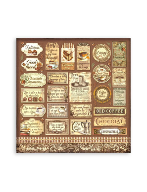 Pochette de 10 feuilles recto verso Stamperia coffee and chocolate