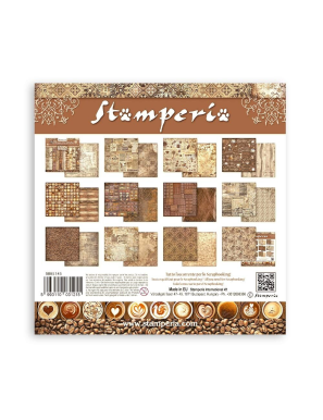 Pochette de 10 feuilles recto verso Stamperia coffee and chocolate maxi background