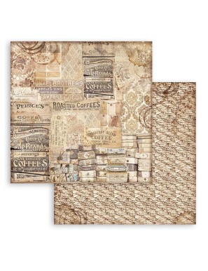Pochette de 10 feuilles recto verso Stamperia coffee and chocolate maxi background