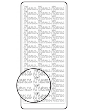 Planche de stickers peel off argenté "Menu"