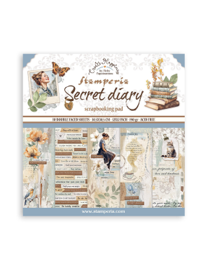 Pochette de 10 feuilles recto verso Stamperia Secret diary