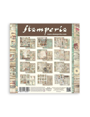 Pochette de 10 feuilles recto verso Stamperia Brocante