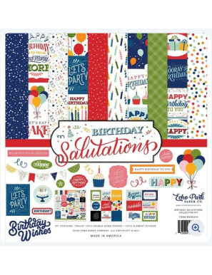 Pochette de 12 feuilles recto verso 30,5cm x 30,5cm Birthday Echo park