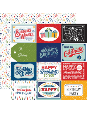 Pochette de 12 feuilles recto verso 30,5cm x 30,5cm Birthday Echo park