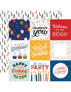 Pochette de 12 feuilles recto verso 30,5cm x 30,5cm Birthday Echo park