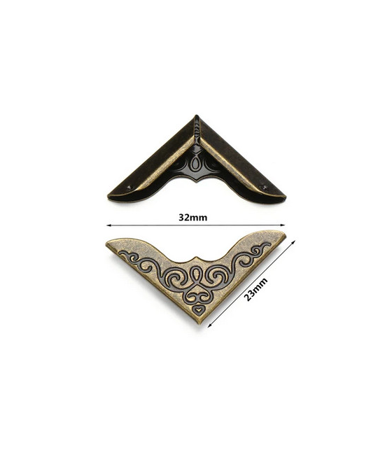 4 Coins en métal bronze décor 2 - 2,3cm