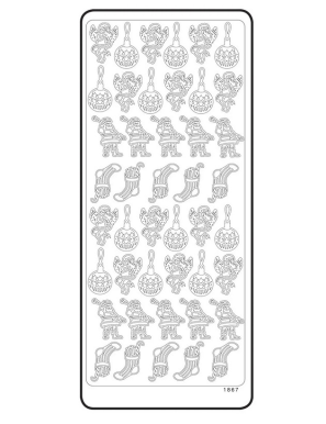 Planche de stickers peel off argenté motifs Noël