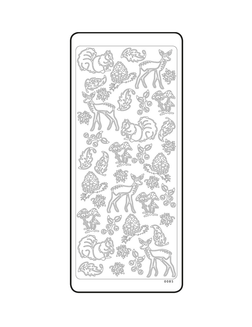 e stickers peel off argenté animaux et végétation de la fôret