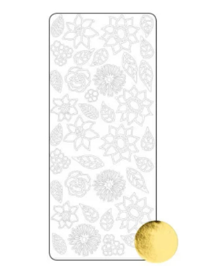 Planche de stickers peel off doré feuilles et fleurs
