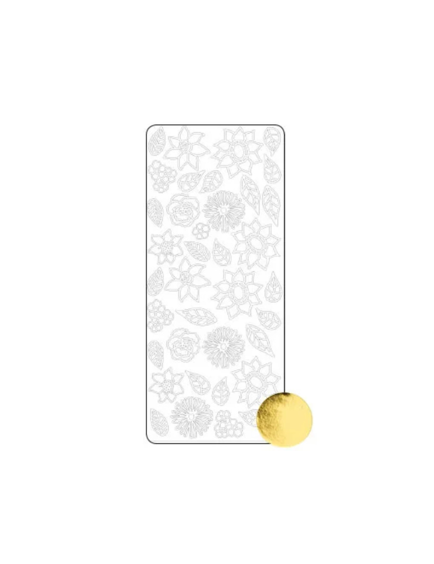 Planche de stickers peel off doré feuilles et fleurs
