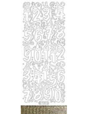 Planche de stickers doré pailleté chiffres chapeaux de fêtes STARFORM